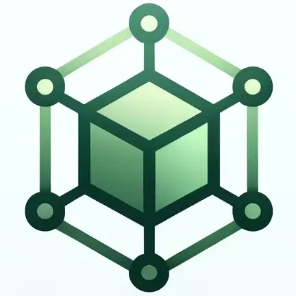 Logo minimaliste DhanaBox dans des tons verts, représentant un cube connecté pour symboliser la décentralisation et le stockage sécurisé